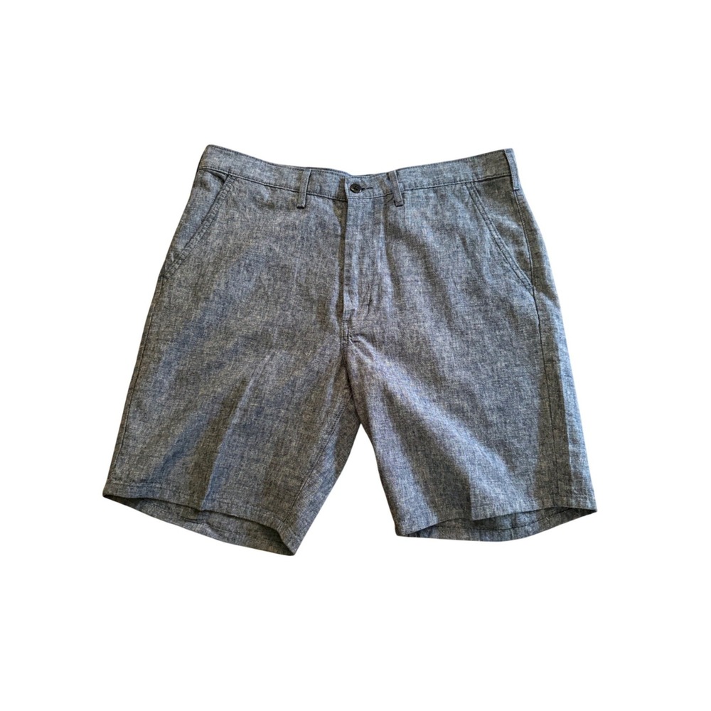 Levis Mens Blue Linen Cotton Blend Flat Front Shorts Size 36 Preppy